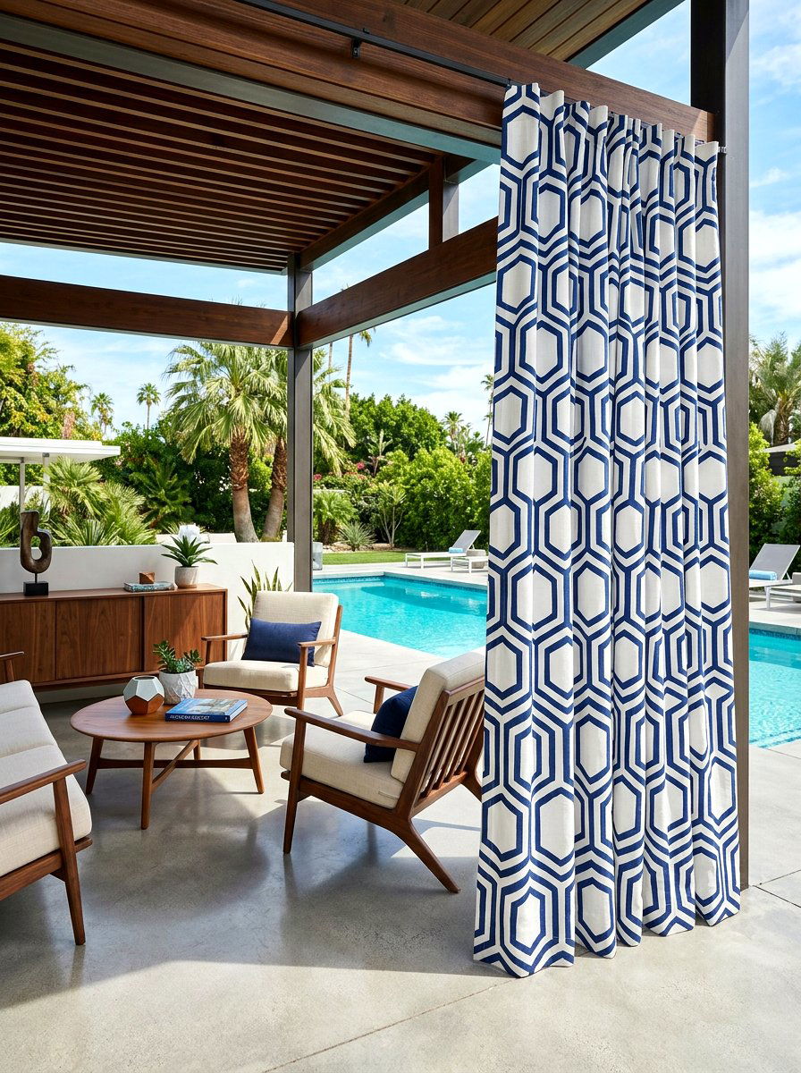 Geometric pattern curtains - 30 cabana curtain ideas