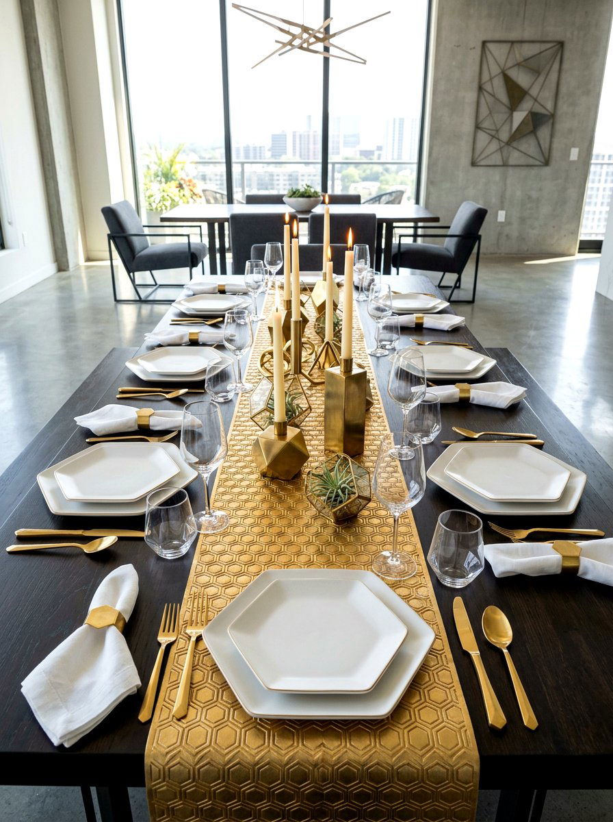 Geometric pattern decor - 30 New Year brunch table ideas