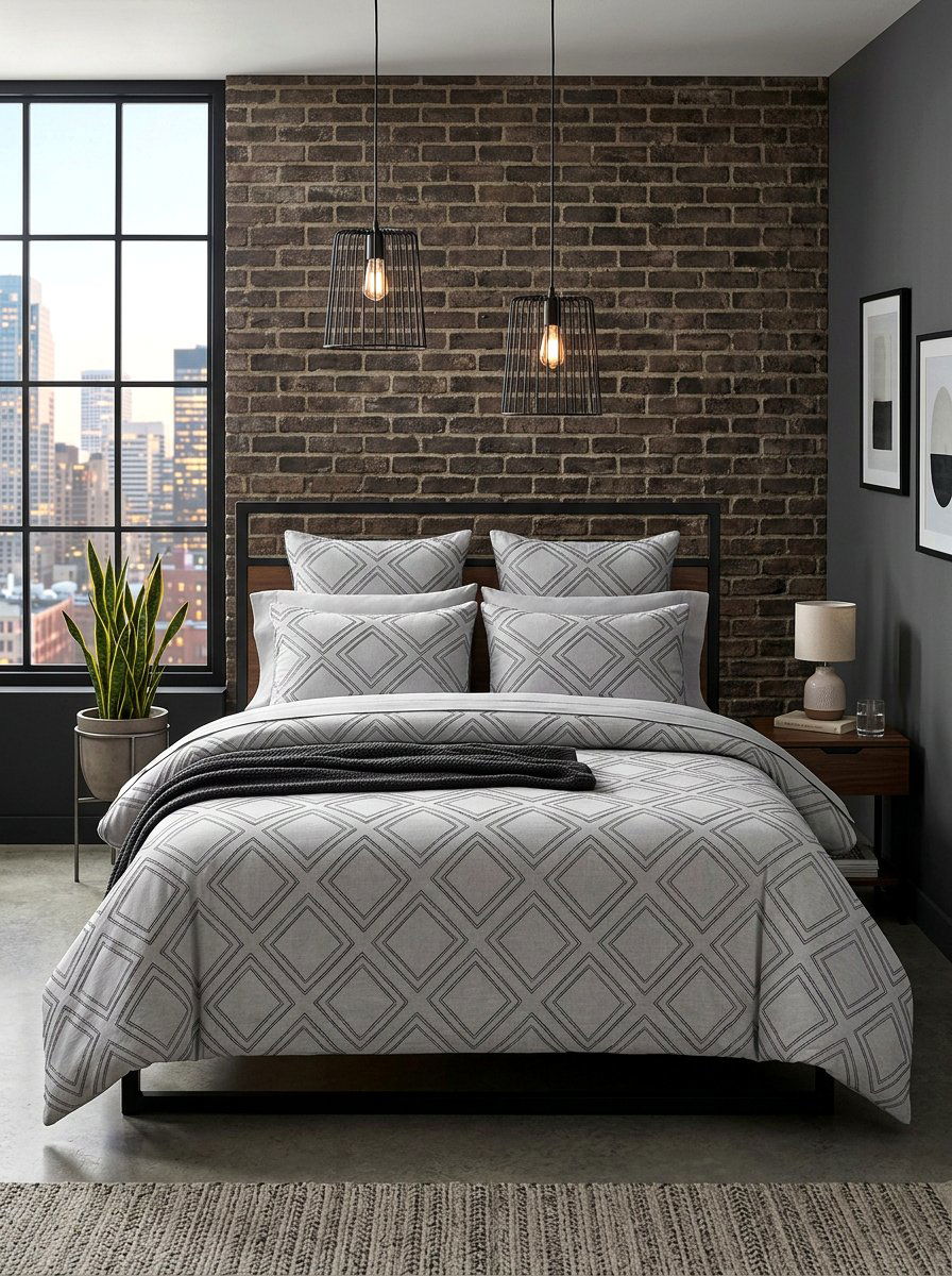 Geometric pattern linens - 30 embroidered bedding ideas