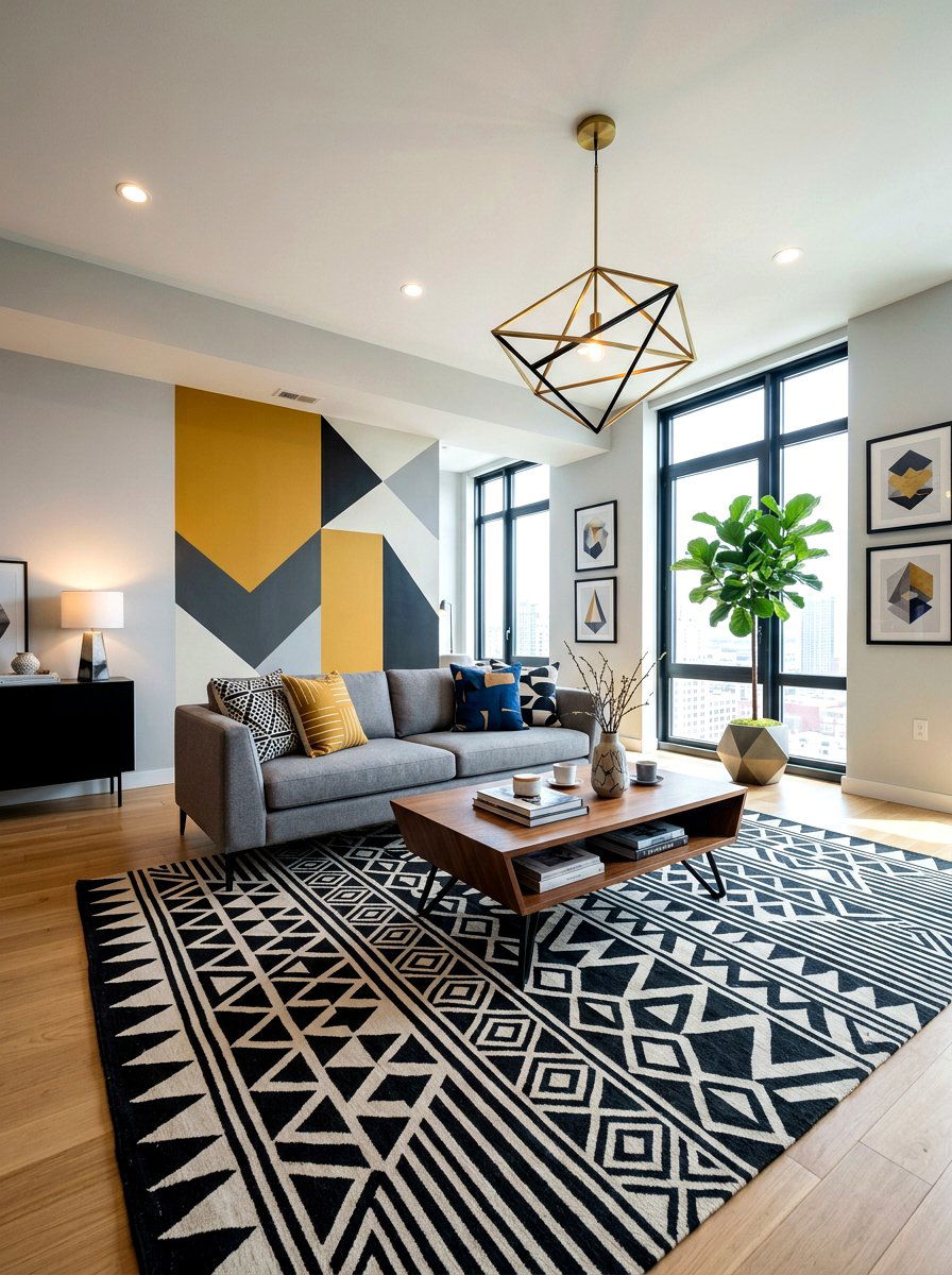 Geometric pattern living room - 30 modern eclectic living room ideas