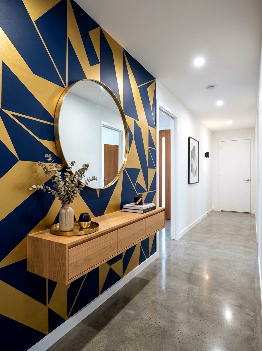 Geometric pattern wall mural - 30 mural wall ideas