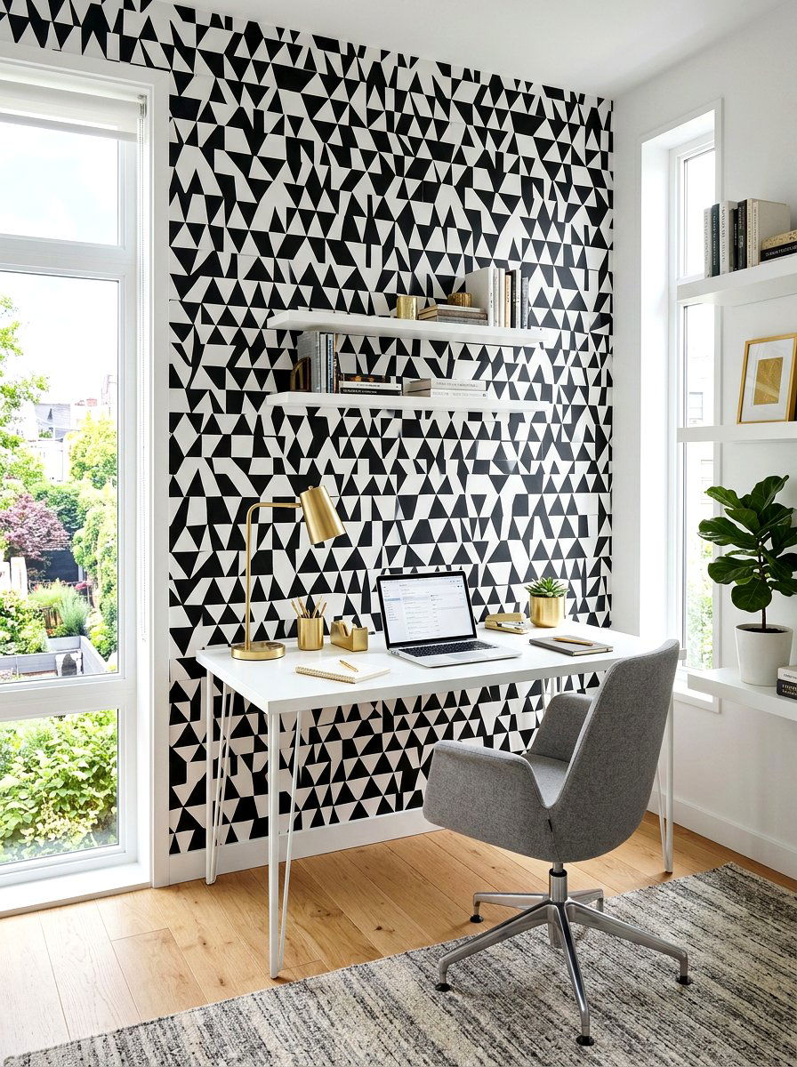 Geometric peel and stick wallpaper - 30 rental safe wallpaper ideas