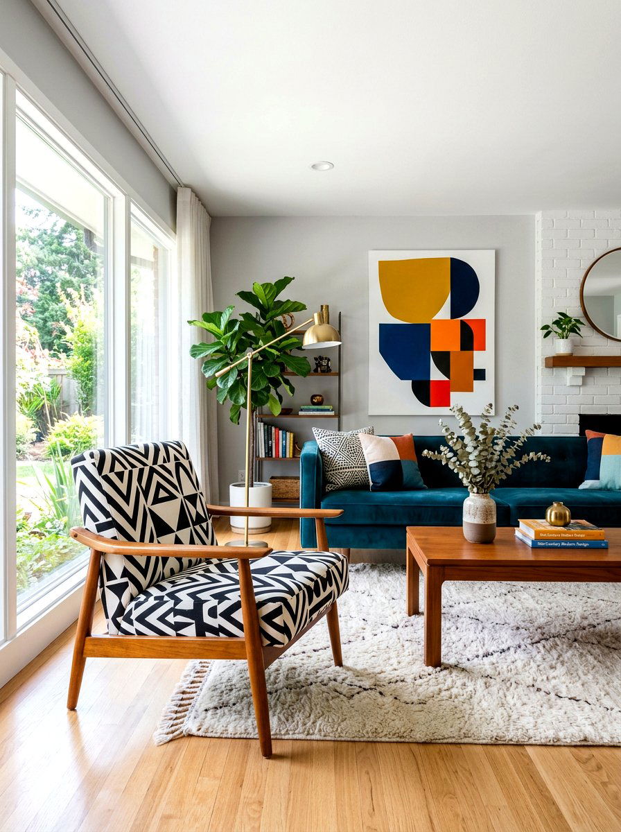 Geometric print chair - 30 skirted chair ideas