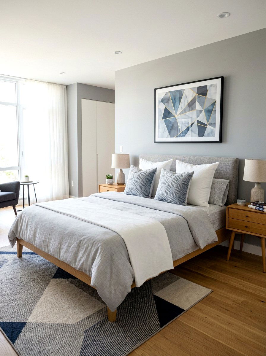 Geometric quilted pillow - 30 pillowy bed styling ideas