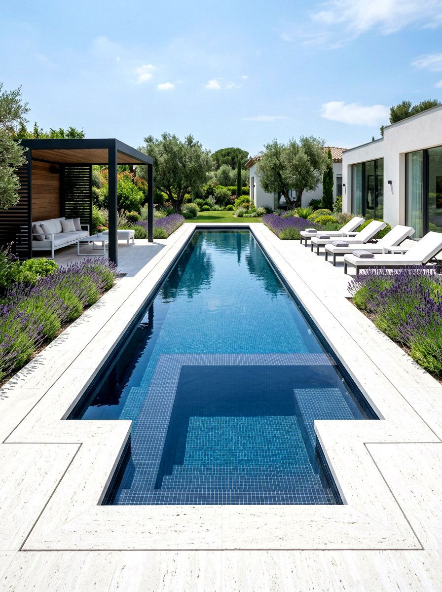 Geometric rectangular pool - 30 modern pool ideas