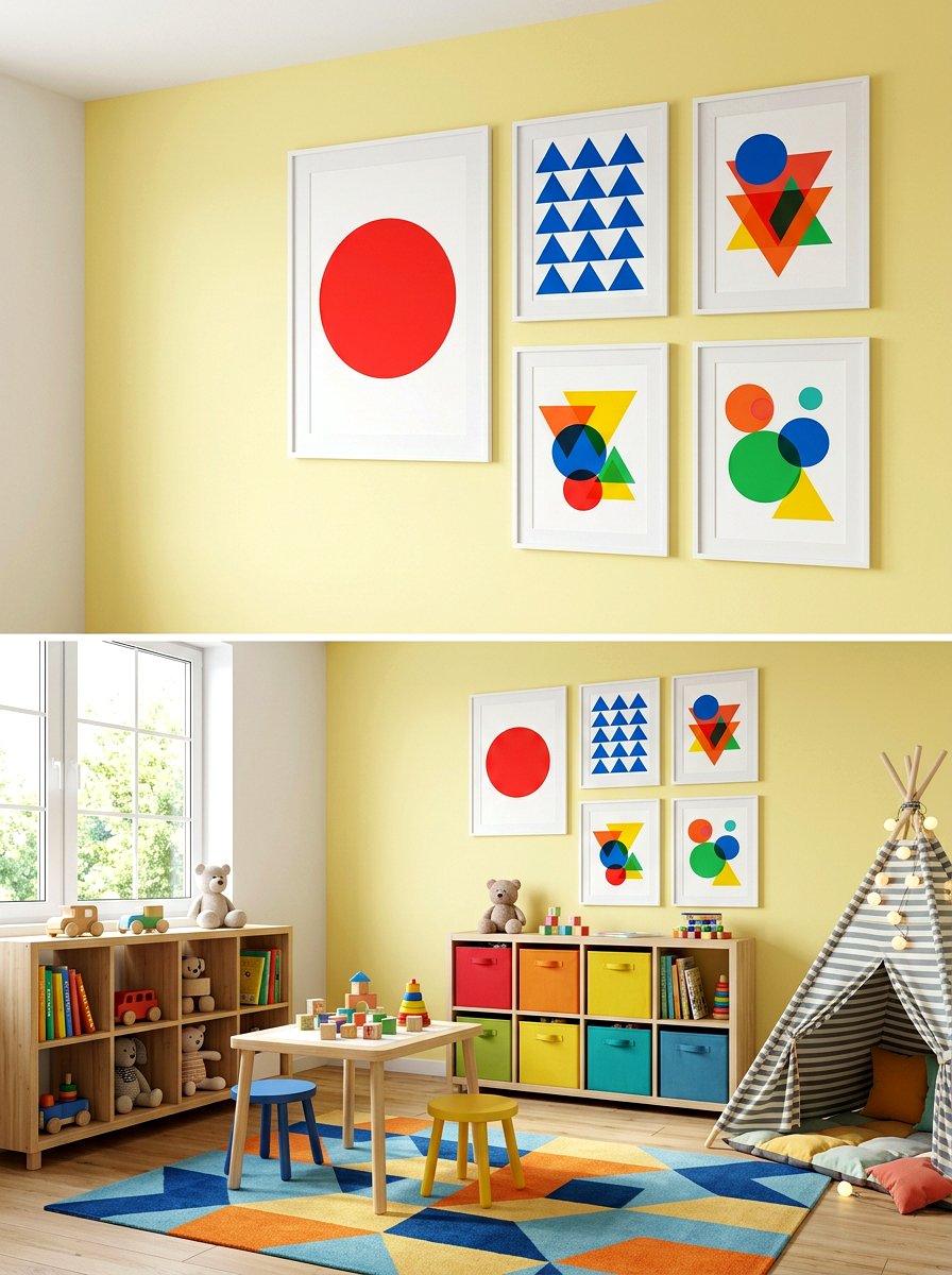 Geometric shape art - 30 art wall kids room ideas
