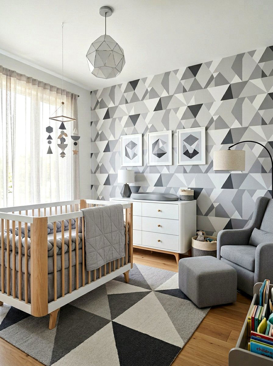 Geometric shape nursery wallpaper - 30 nursery wallpaper ideas