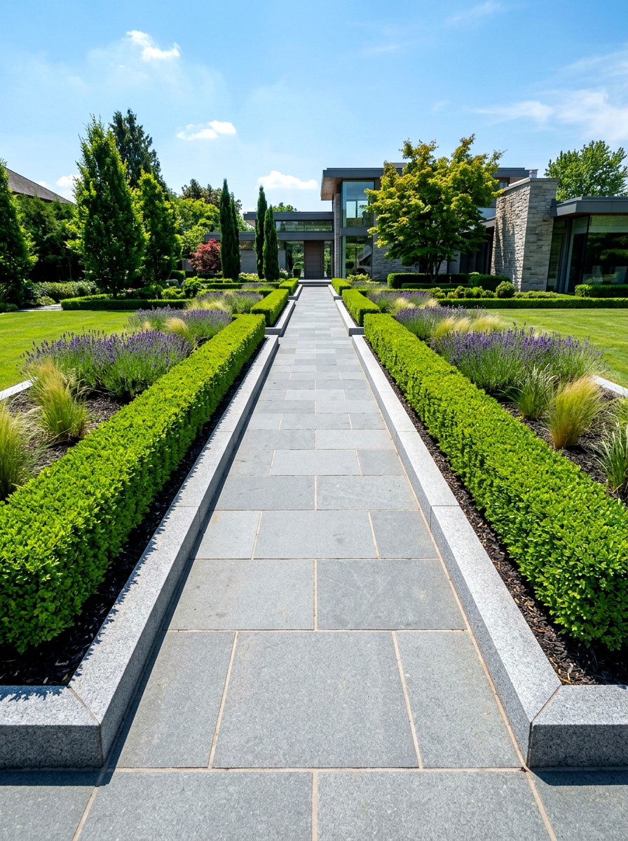 Geometric stone border - 30 paver garden border ideas