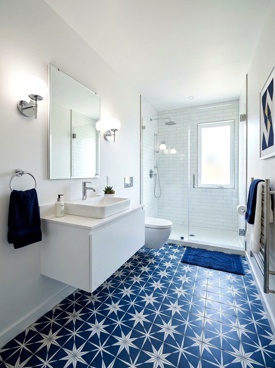 Geometric tile bathroom - 30 retro bathroom ideas