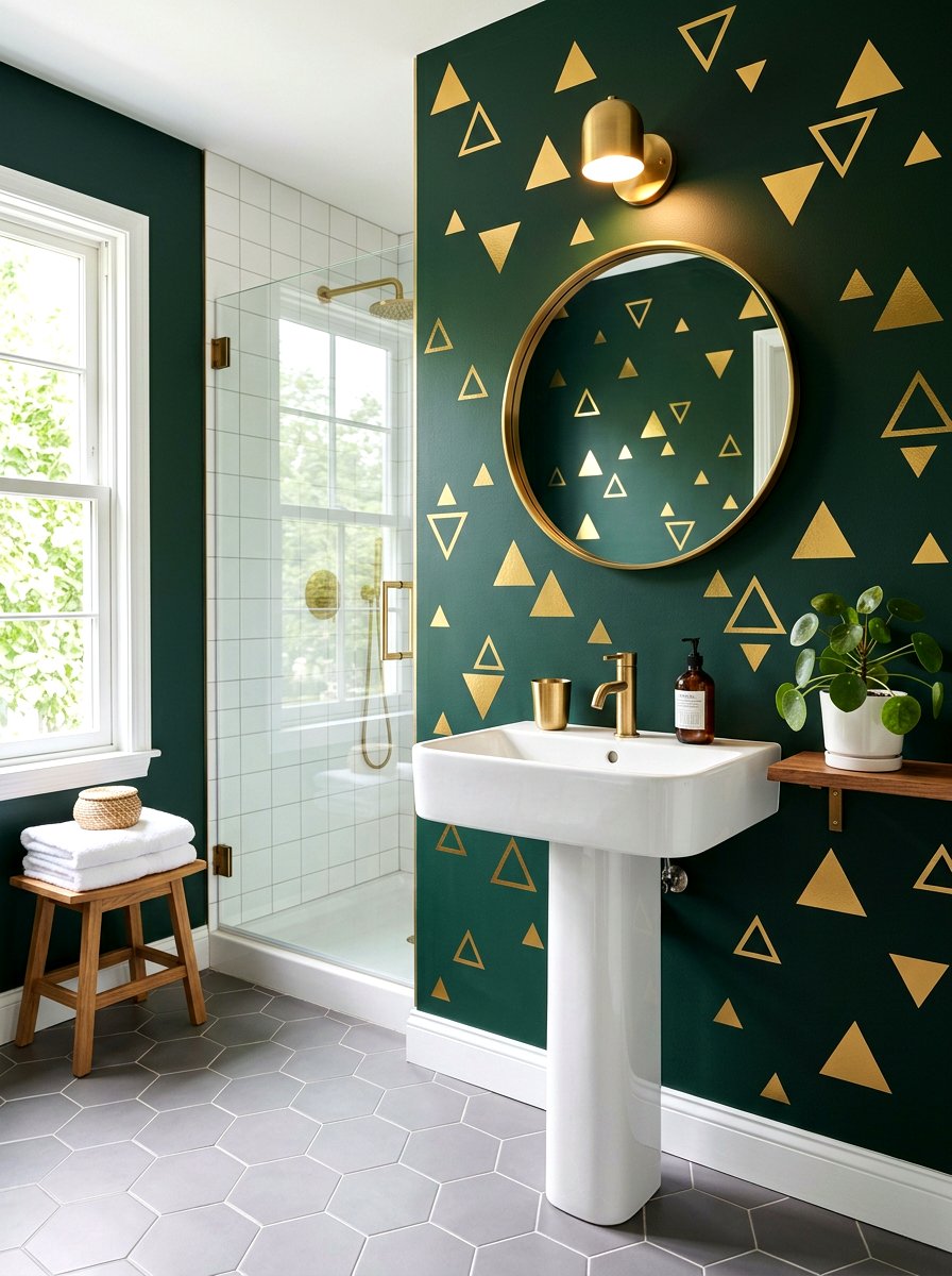 Geometric wall decals bathroom - 30 bathroom wall decor ideas