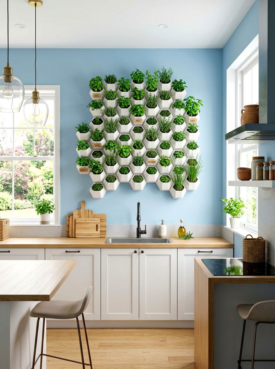 Geometric wall herb garden - 30 kitchen herb garden ideas