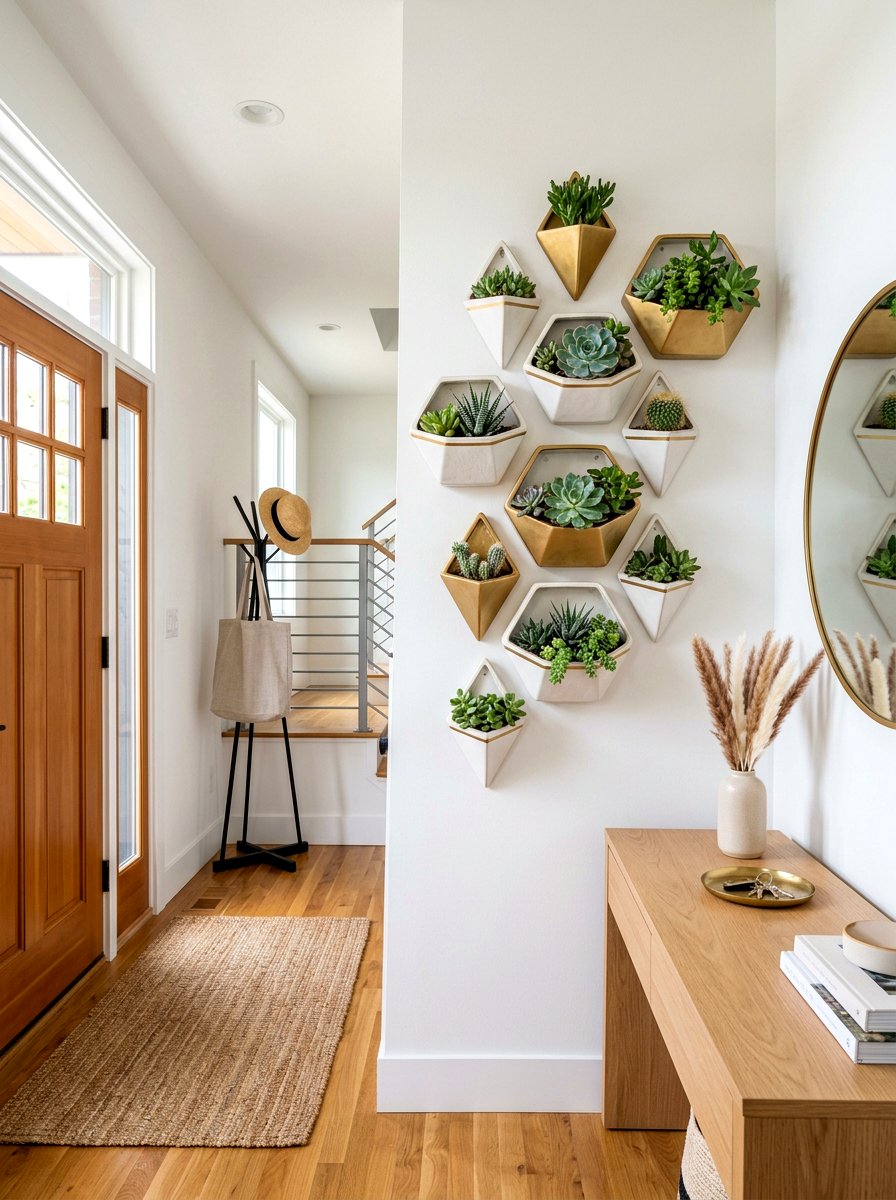 Geometric wall planter set - 30 indoor plant wall ideas