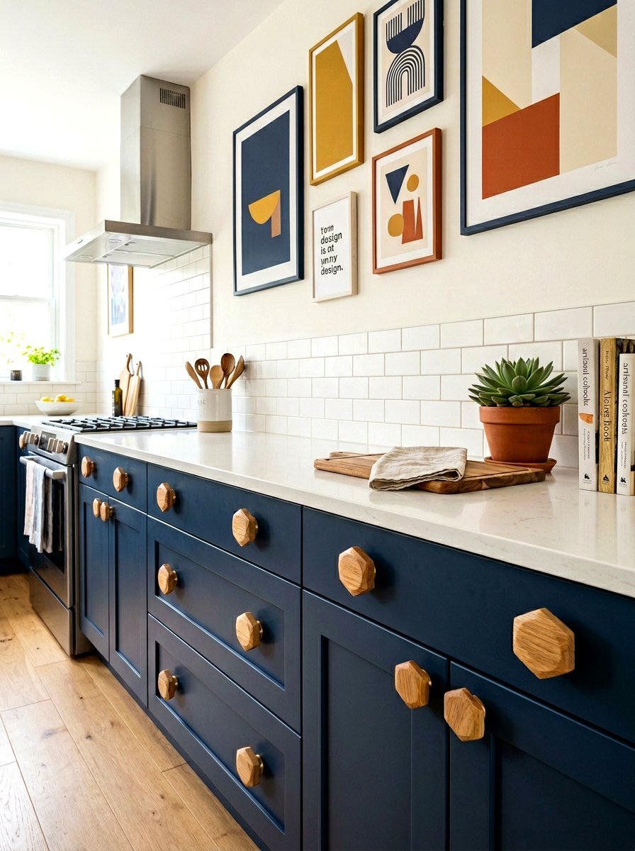 Geometric wood cabinet knob - 30 wood knob kitchen ideas
