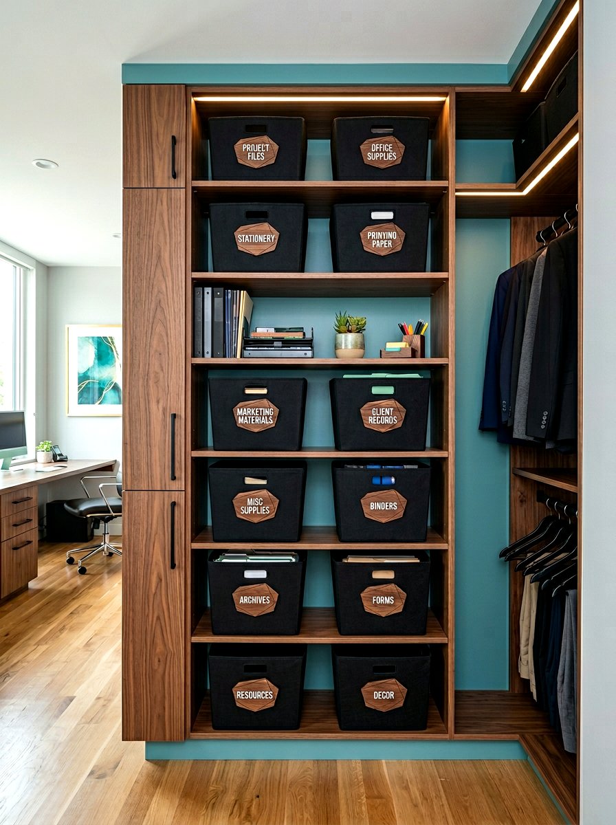 Geometric wood closet basket labels - 30 closet basket labels ideas