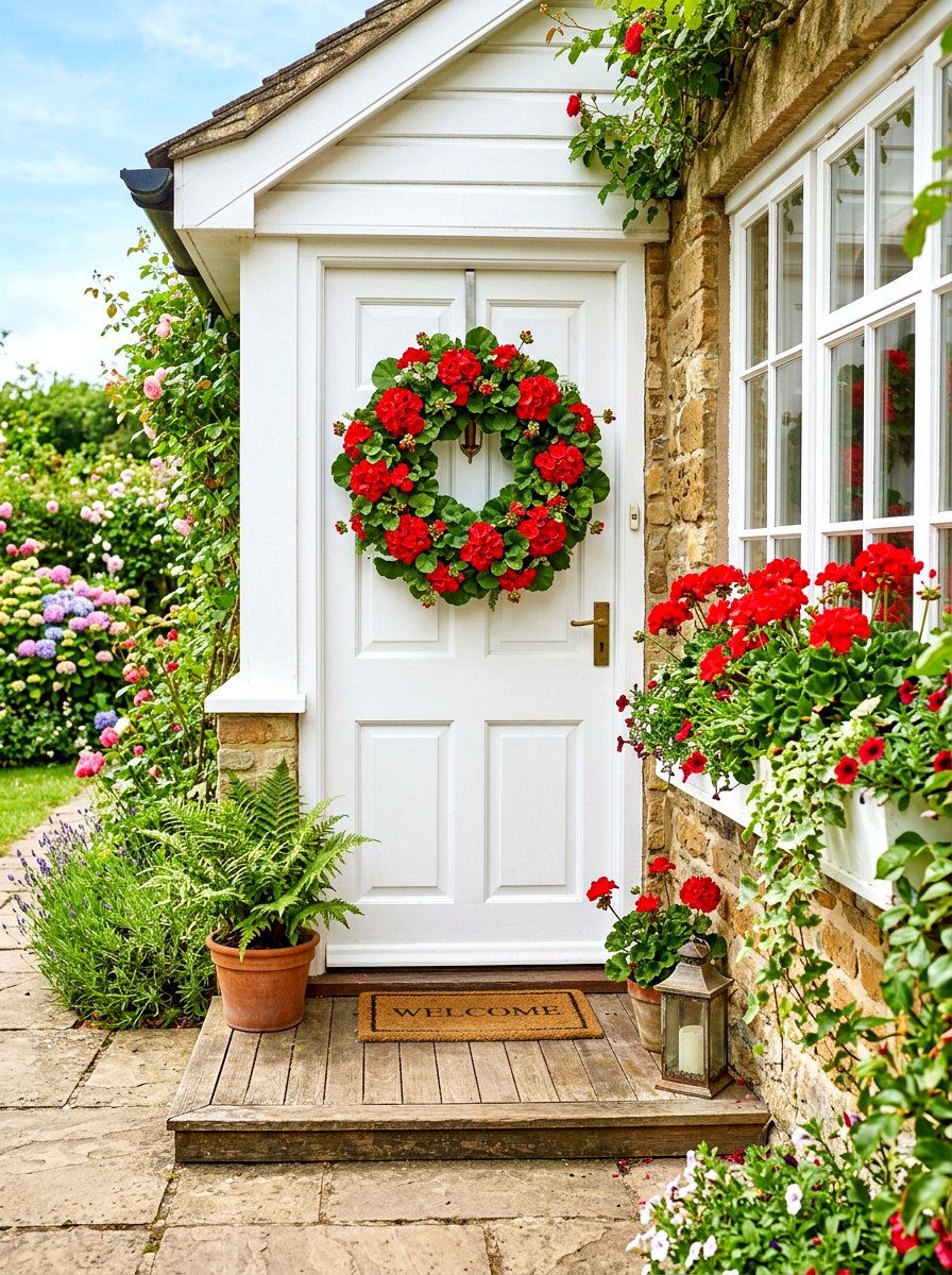 Geranium Bloom - 30 summer wreath ideas