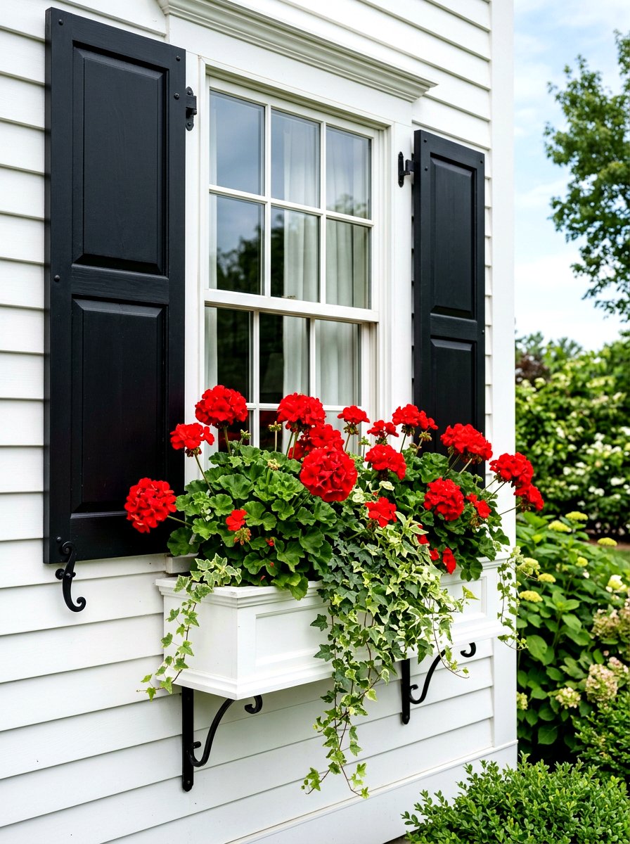 Geranium window box - 30 window flower box ideas