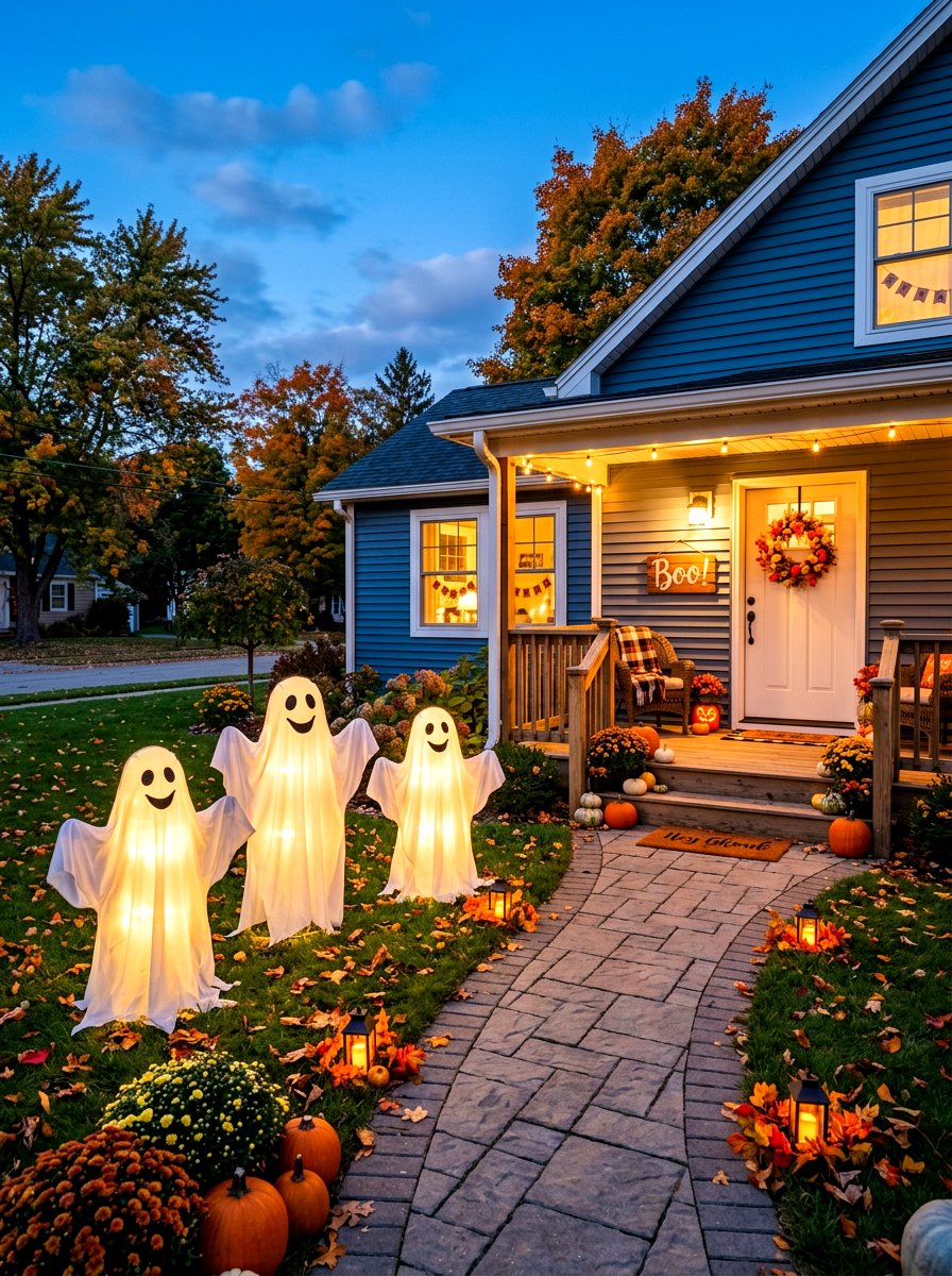 Ghost Porch Walkway - 30 Halloween porch ideas