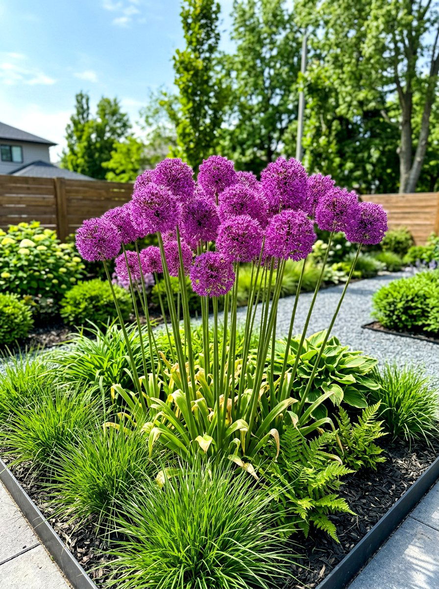 Giant Allium Cluster - 30 early spring flower bed ideas