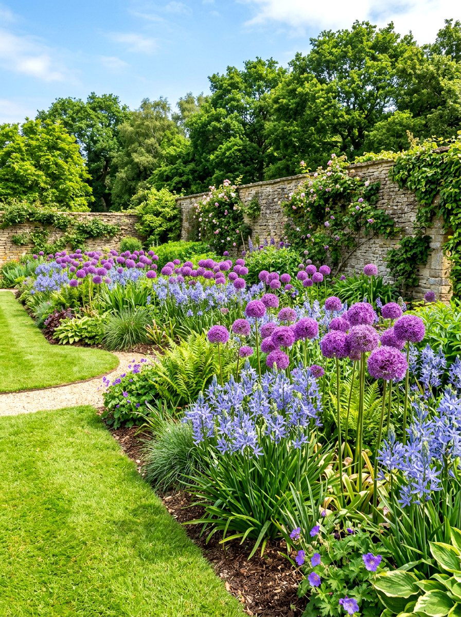Giant allium and camassia bed - 30 bulb layer planting ideas