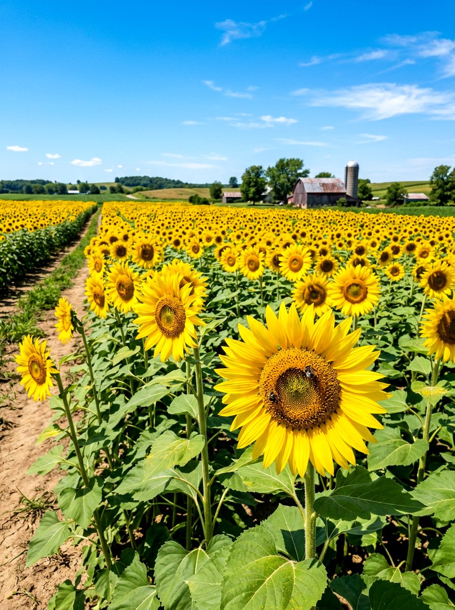 Giant sunflower patch - 30 pollinator backyard garden ideas