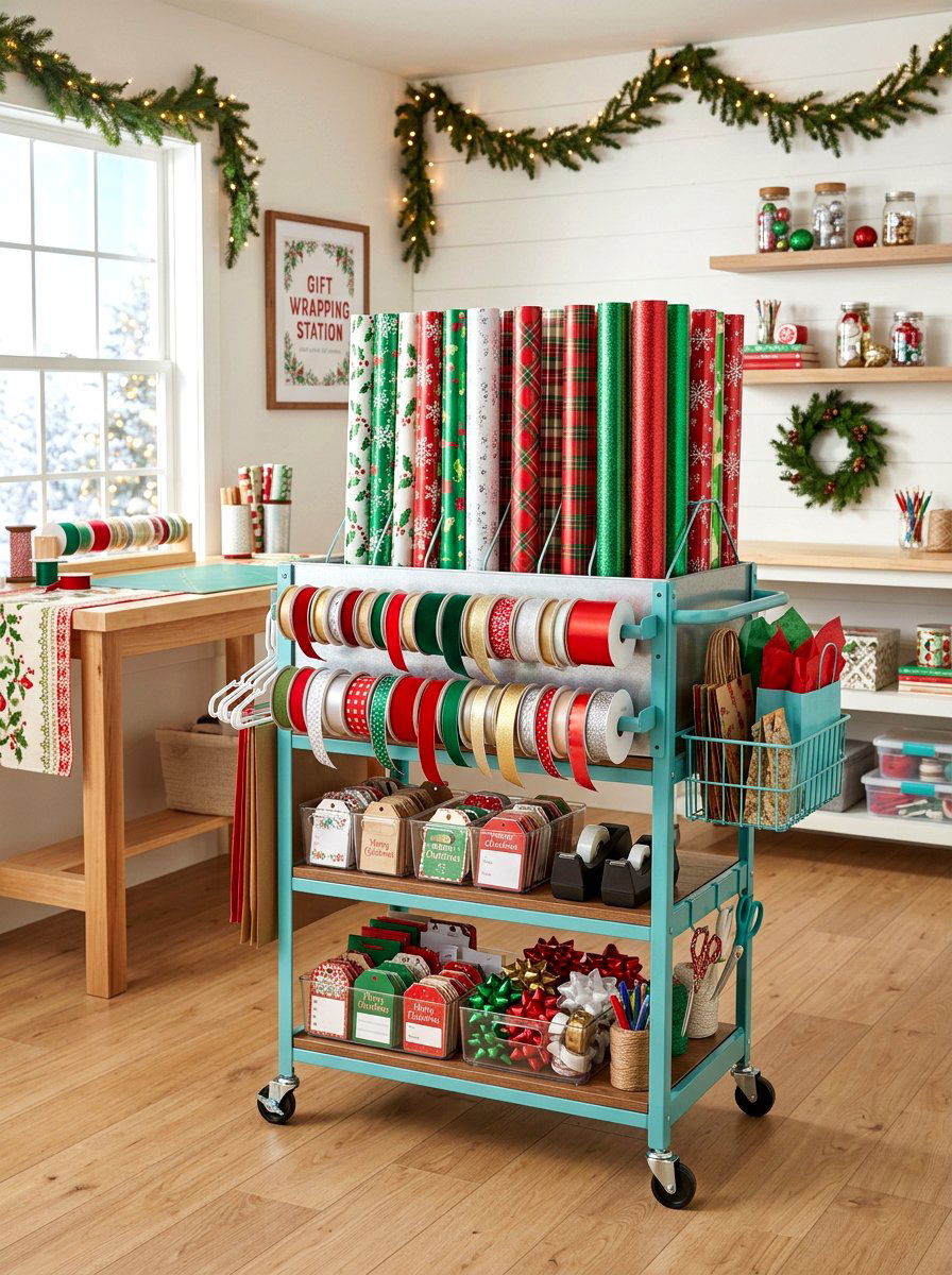 Gift Wrap Rolling Cart - 30 rolling cart storage ideas