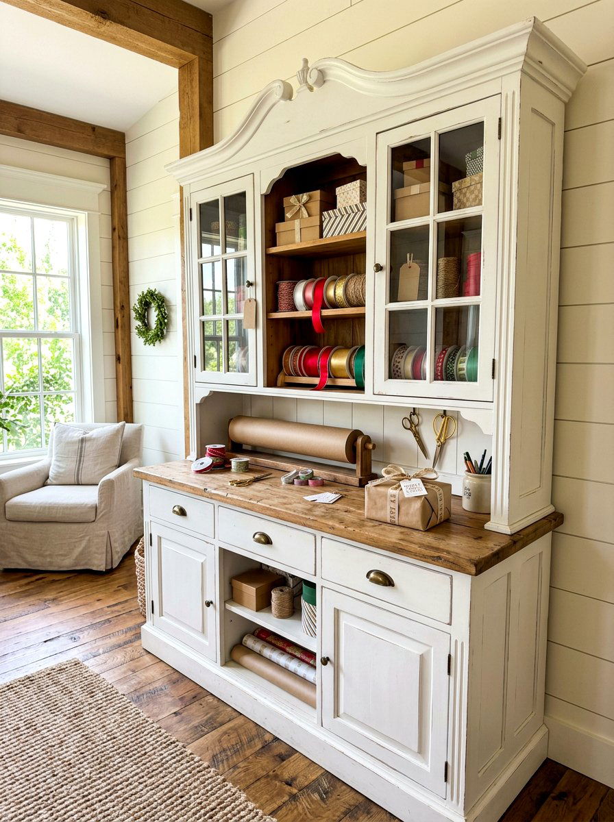 Gift wrapping hutch - 30 gift wrapping station ideas