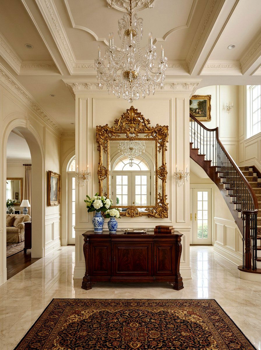 Gilded Antique Mirror Foyer - 30 antique mirror foyer ideas