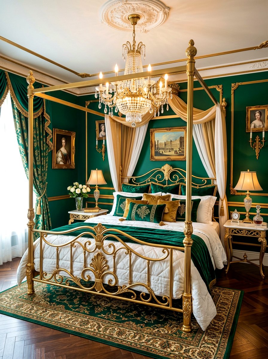 Gilded Gold Metal Poster Bed - 30 four poster bed ideas