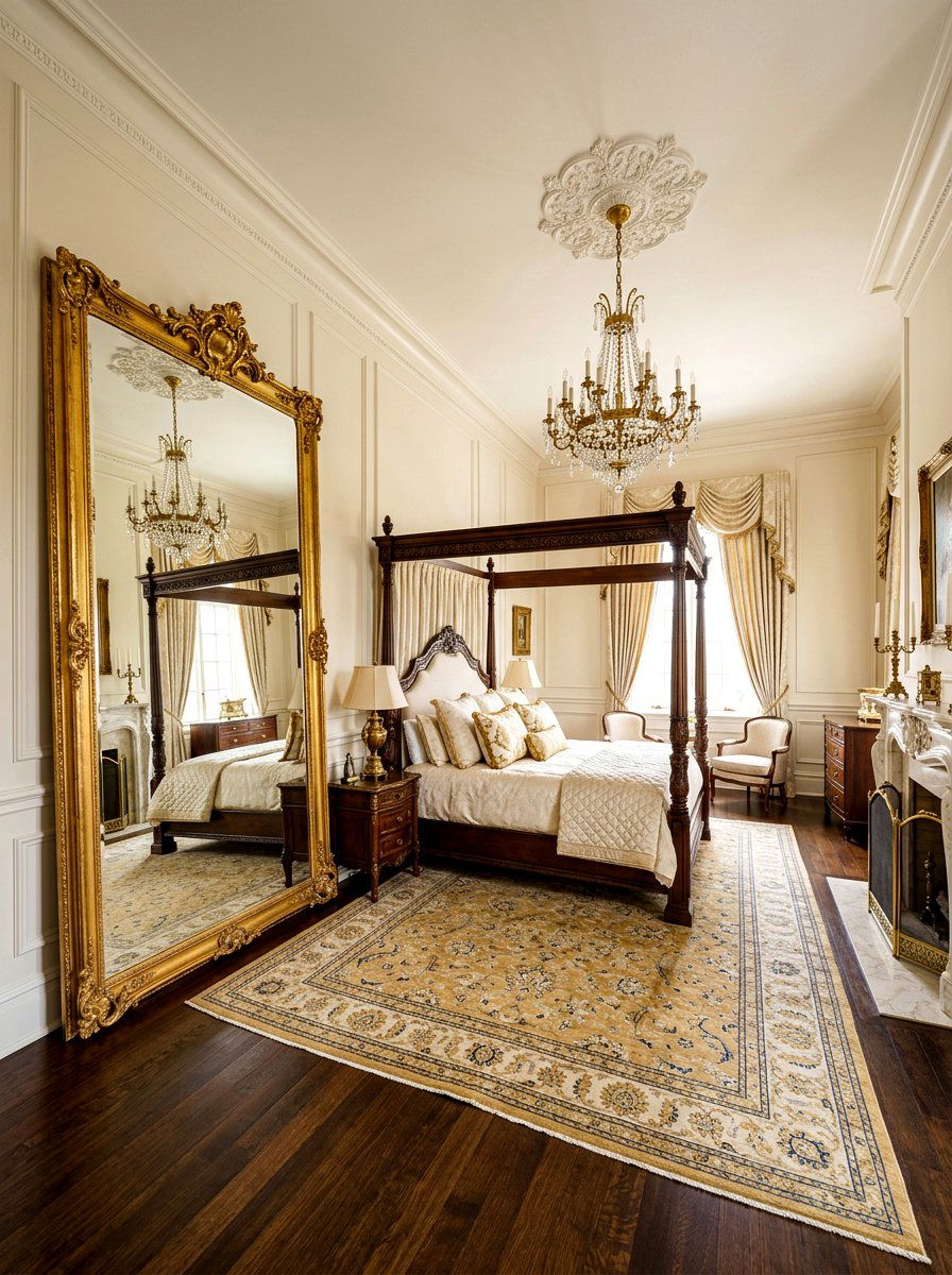 Gilded Mirror Classic Bedroom - 30 old money bedroom ideas