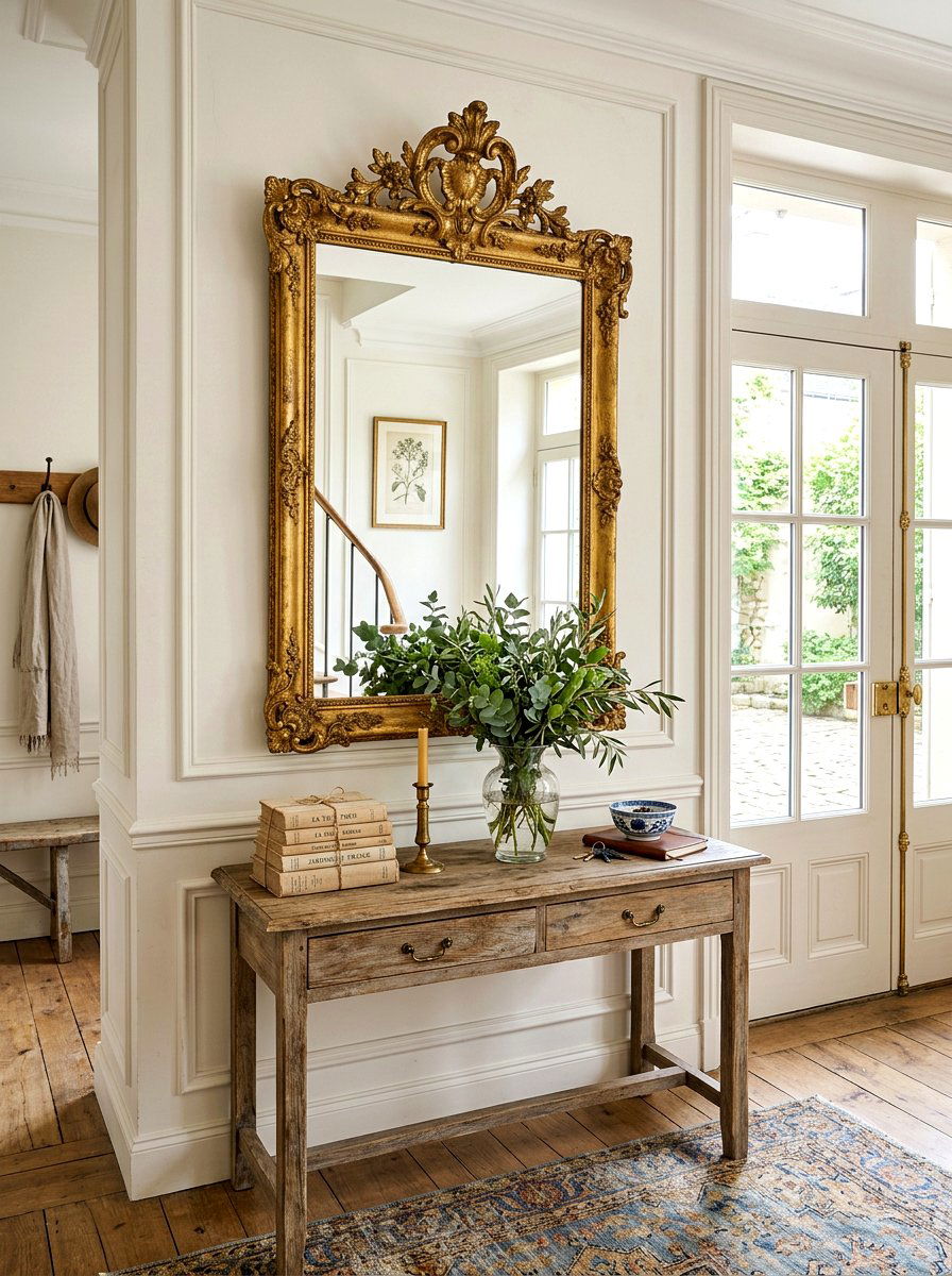 Gilded Mirror Wall Decor - 30 French cottage decor ideas