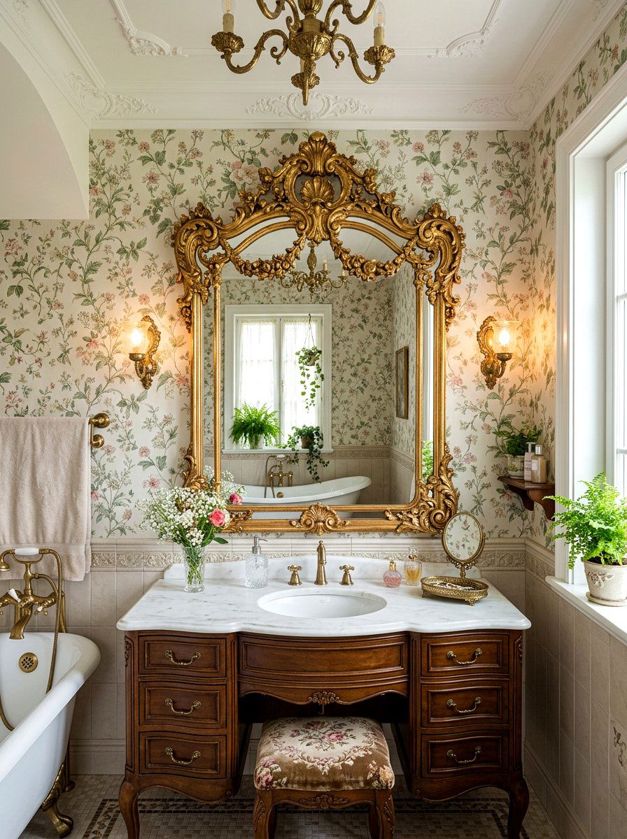 Gilded Ornate Frame - 30 fairycore bathroom ideas