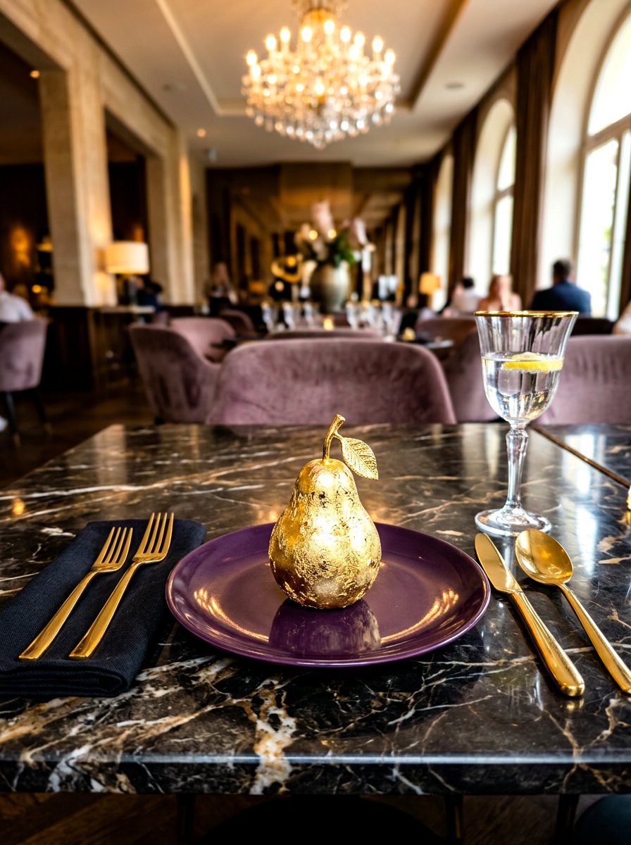 Gilded Pear Table Accent - 30 moody berry tablescape ideas