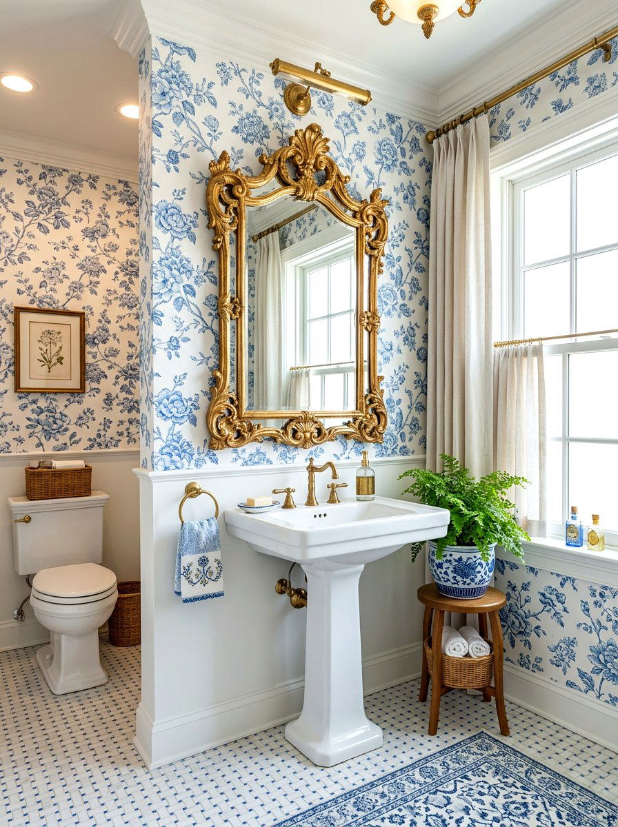 Gilded Wall Mirror - 30 grandma chic decor ideas