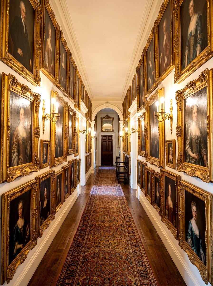 Gilded frame gallery wall - 30 vintage portrait wall ideas