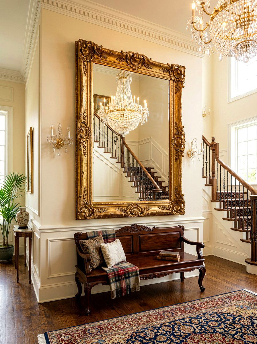 Gilt Framed Mirror - 30 old money foyer ideas