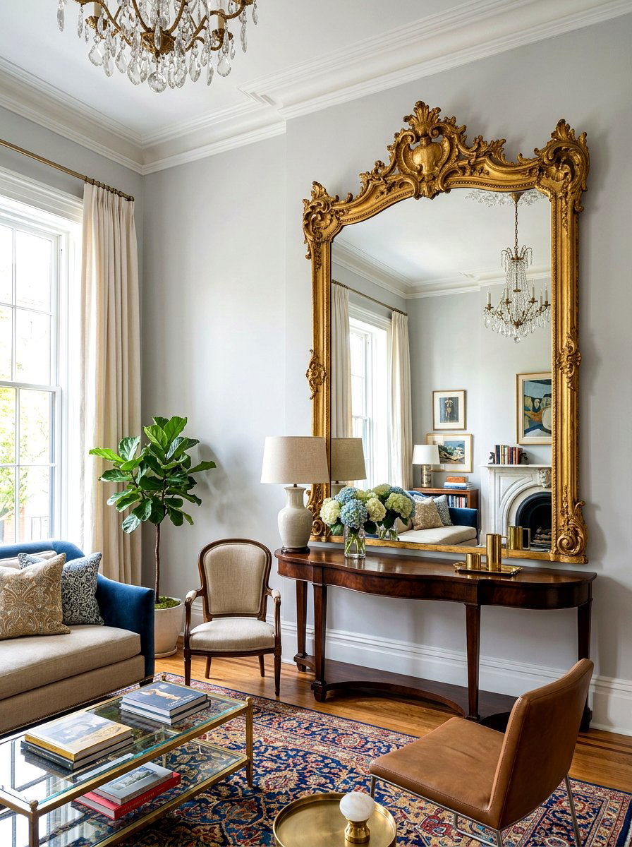 Gilt Mirror - 30 old money living room ideas