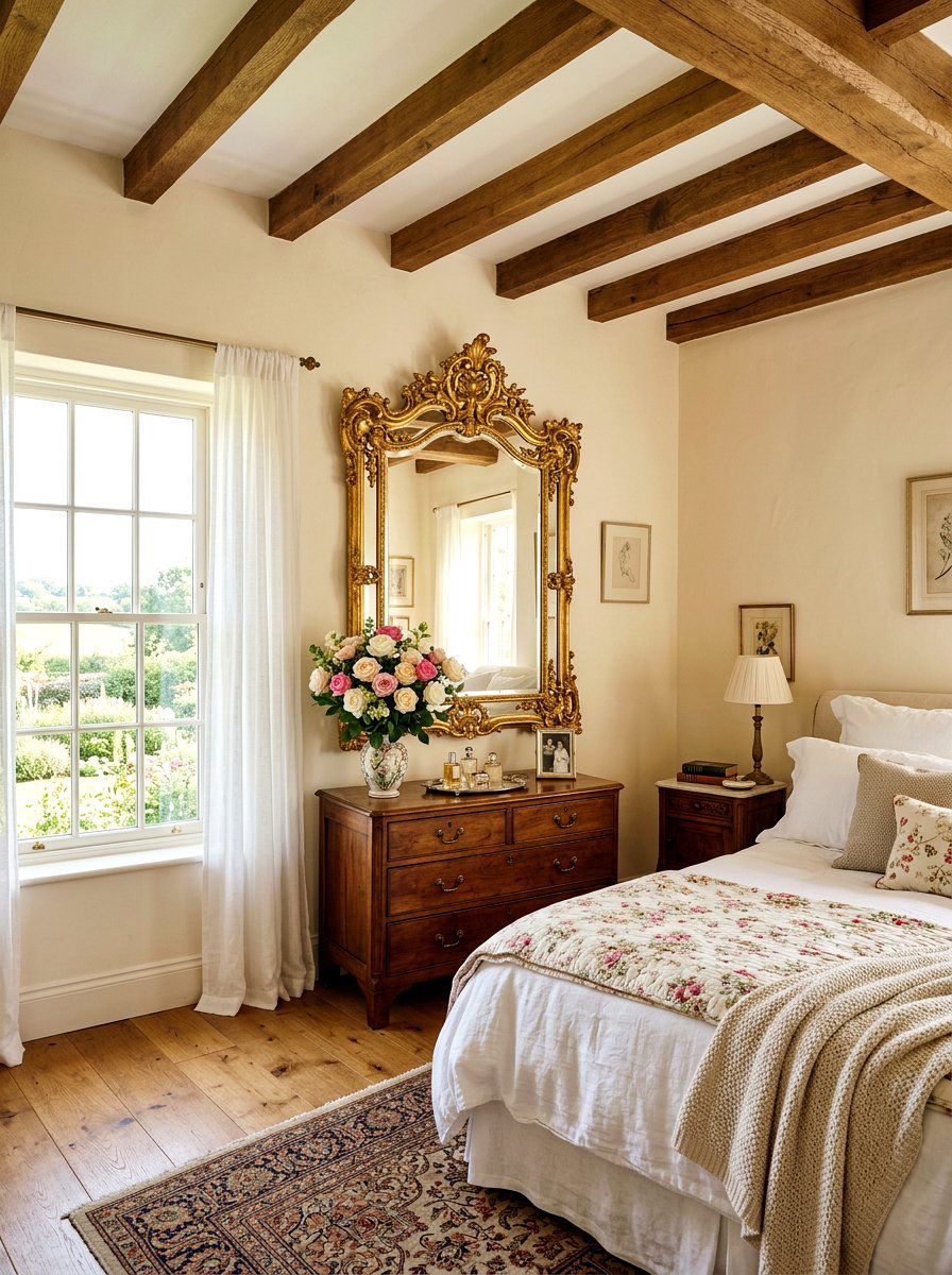Gilt framed mirror - 30 English country bedroom ideas