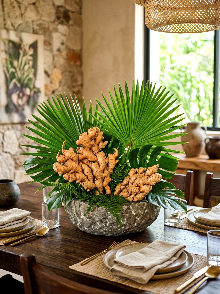 Ginger Root Centerpiece - 30 vegetable centerpiece ideas