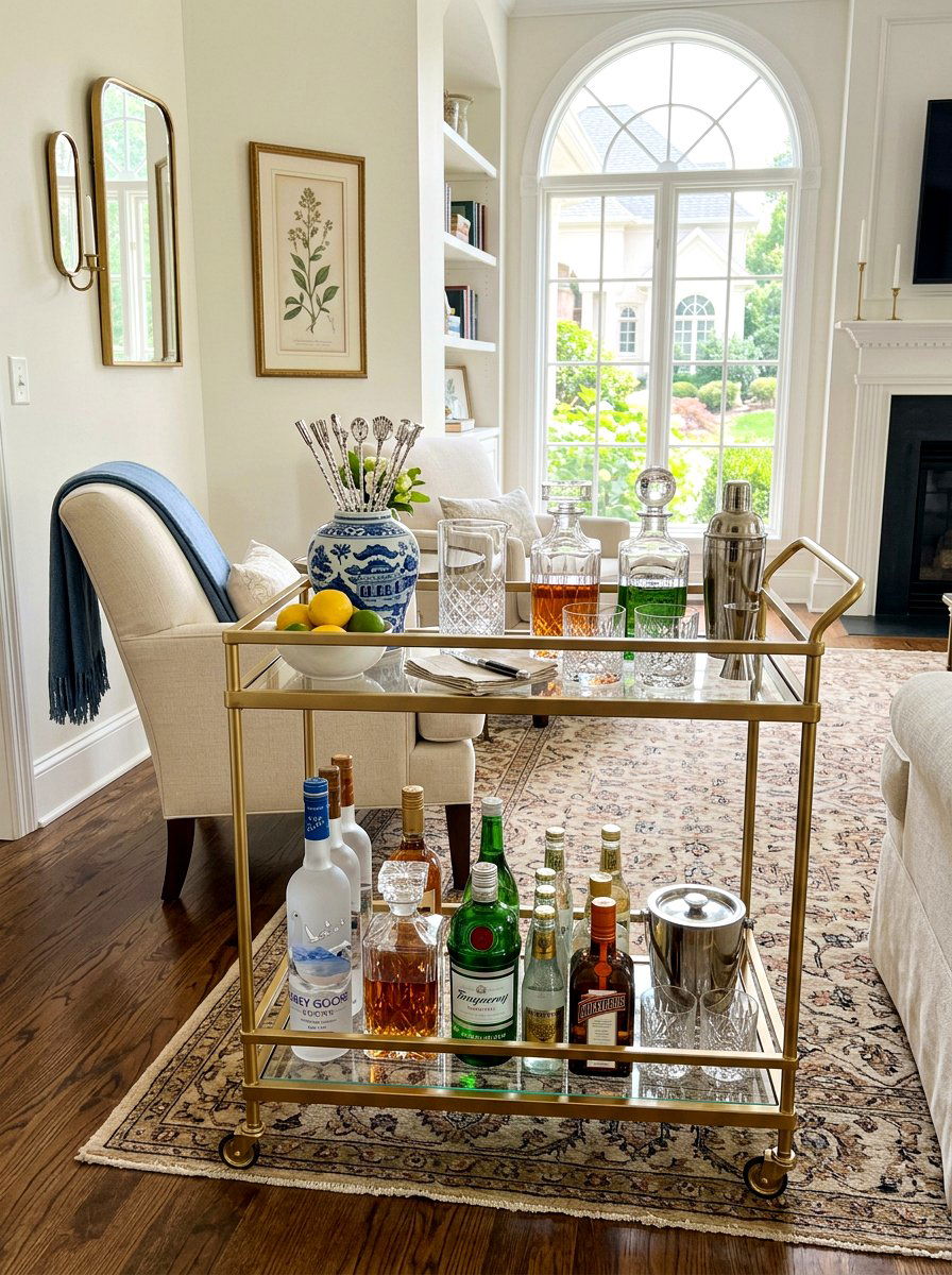 Ginger jar bar cart - 30 ginger jar living room ideas