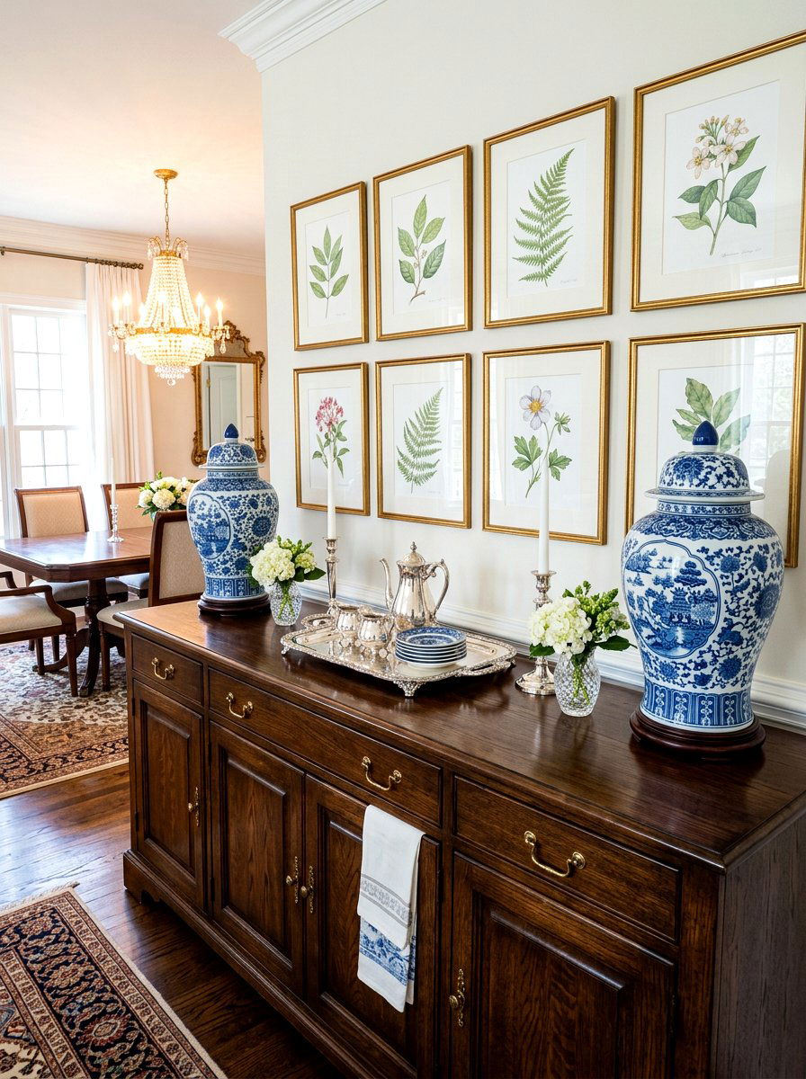 Ginger jar buffet table - 30 blue and white ginger jar decor ideas