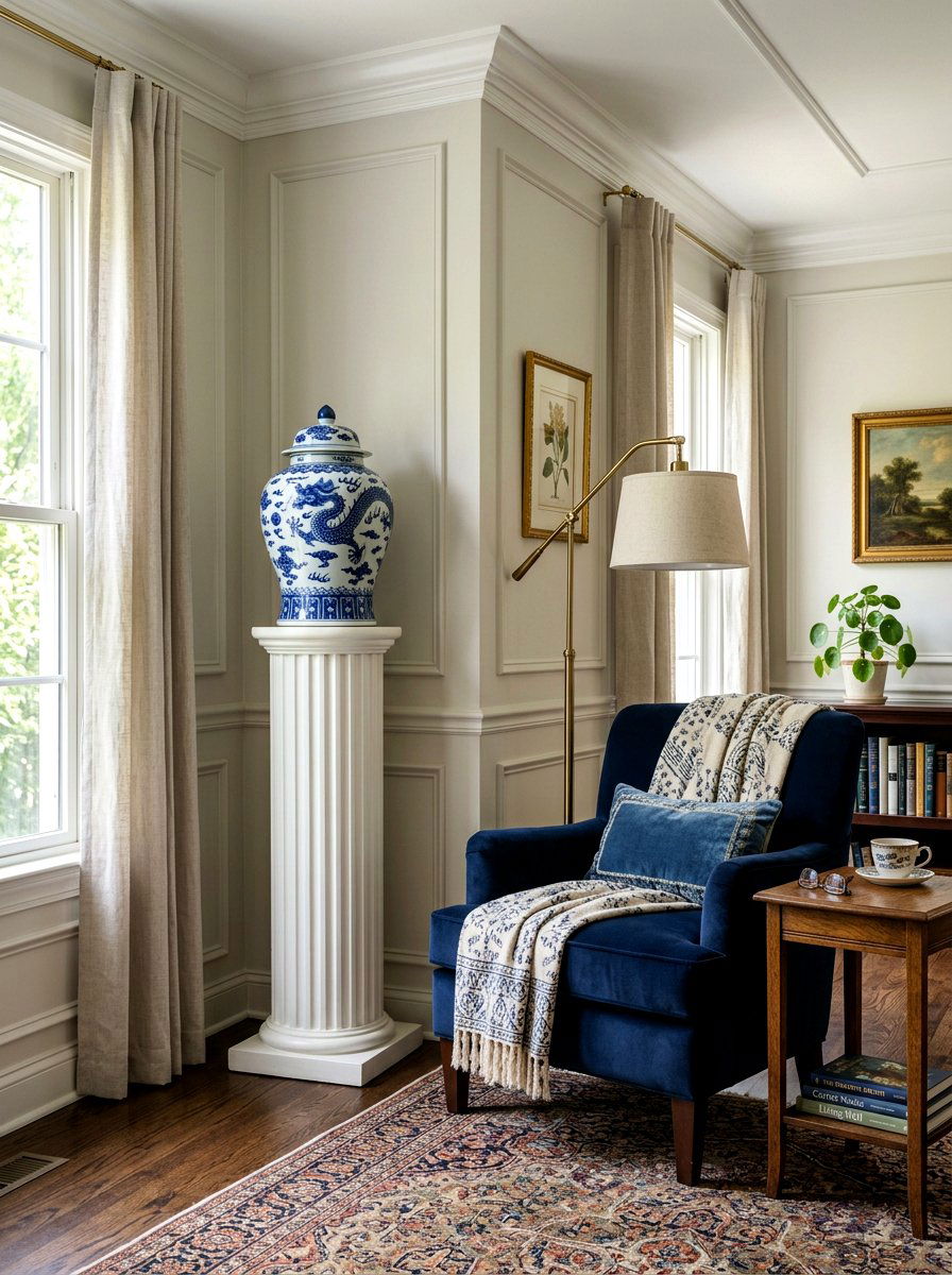Ginger jar corner nook - 30 ginger jar living room ideas