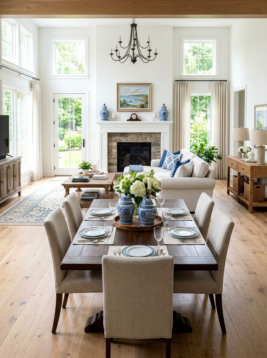 Ginger jar dining and living combo - 30 ginger jar living room ideas