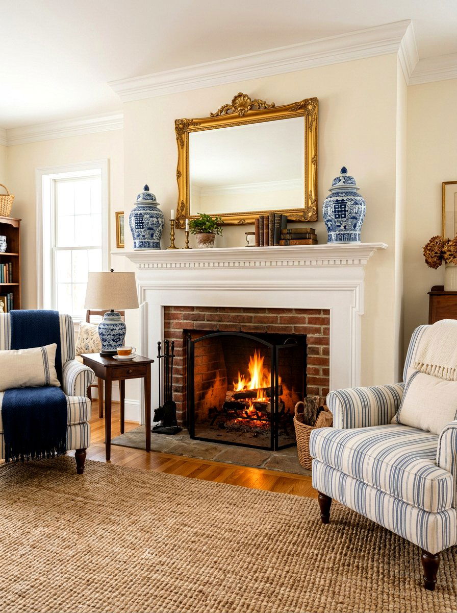 Ginger jar fireplace mantel - 30 ginger jar living room ideas