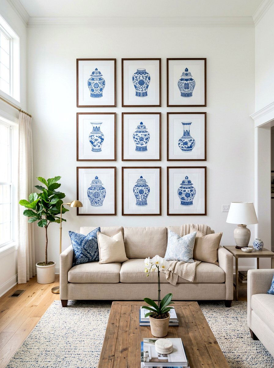 Ginger jar wall art - 30 ginger jar living room ideas