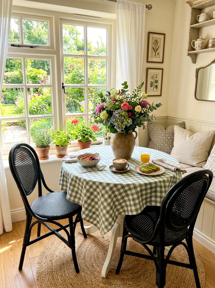 Gingham Breakfast Nook - 30 plaid decor ideas