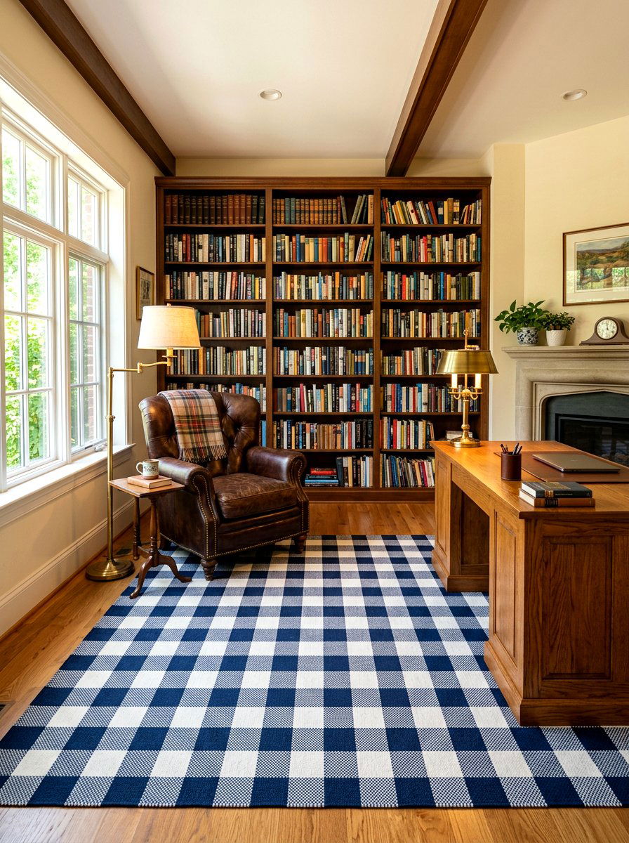Gingham Check Area Rug - 30 southern prep decor ideas