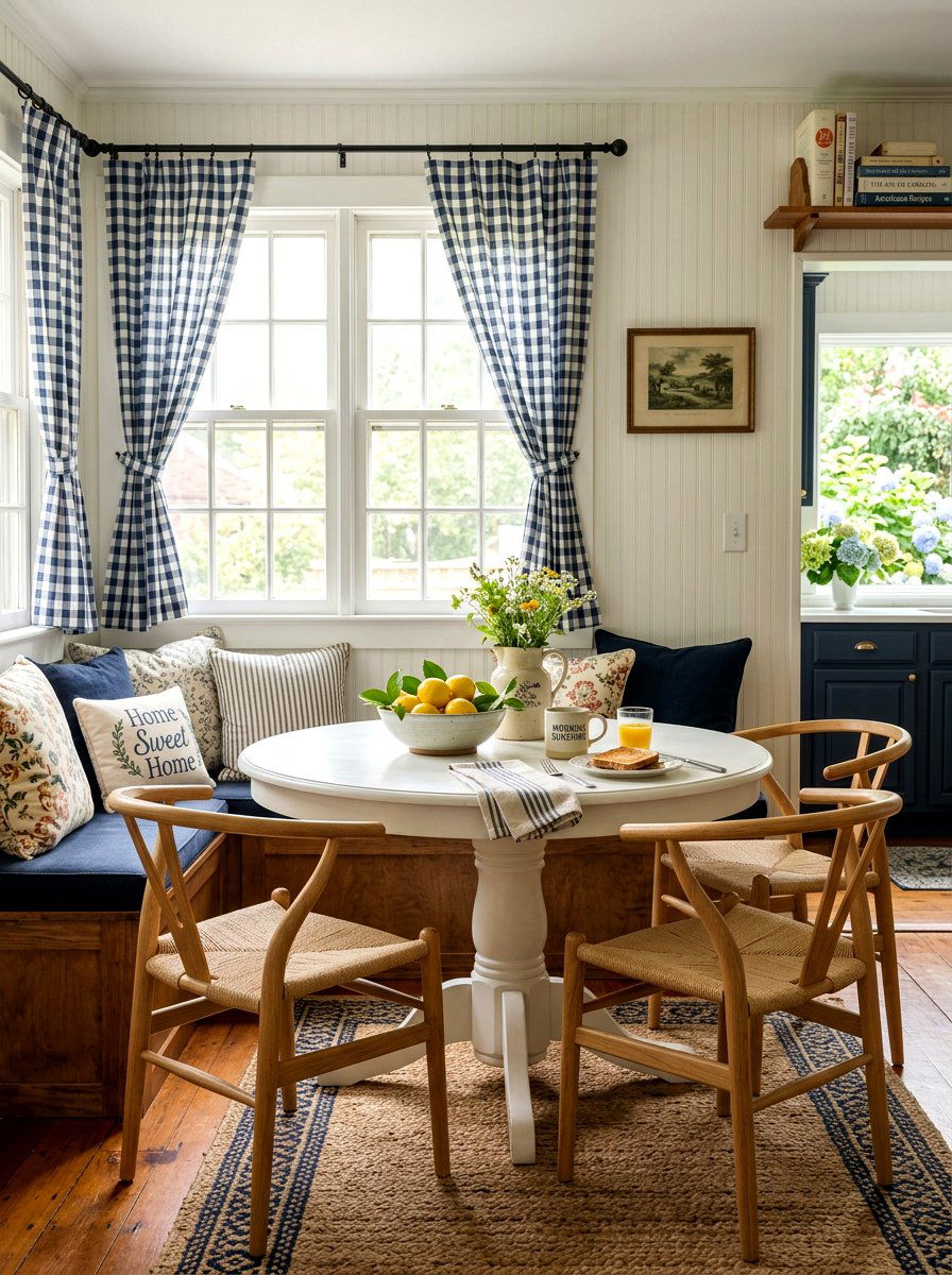 Gingham Check Curtains - 30 preppy home decor ideas