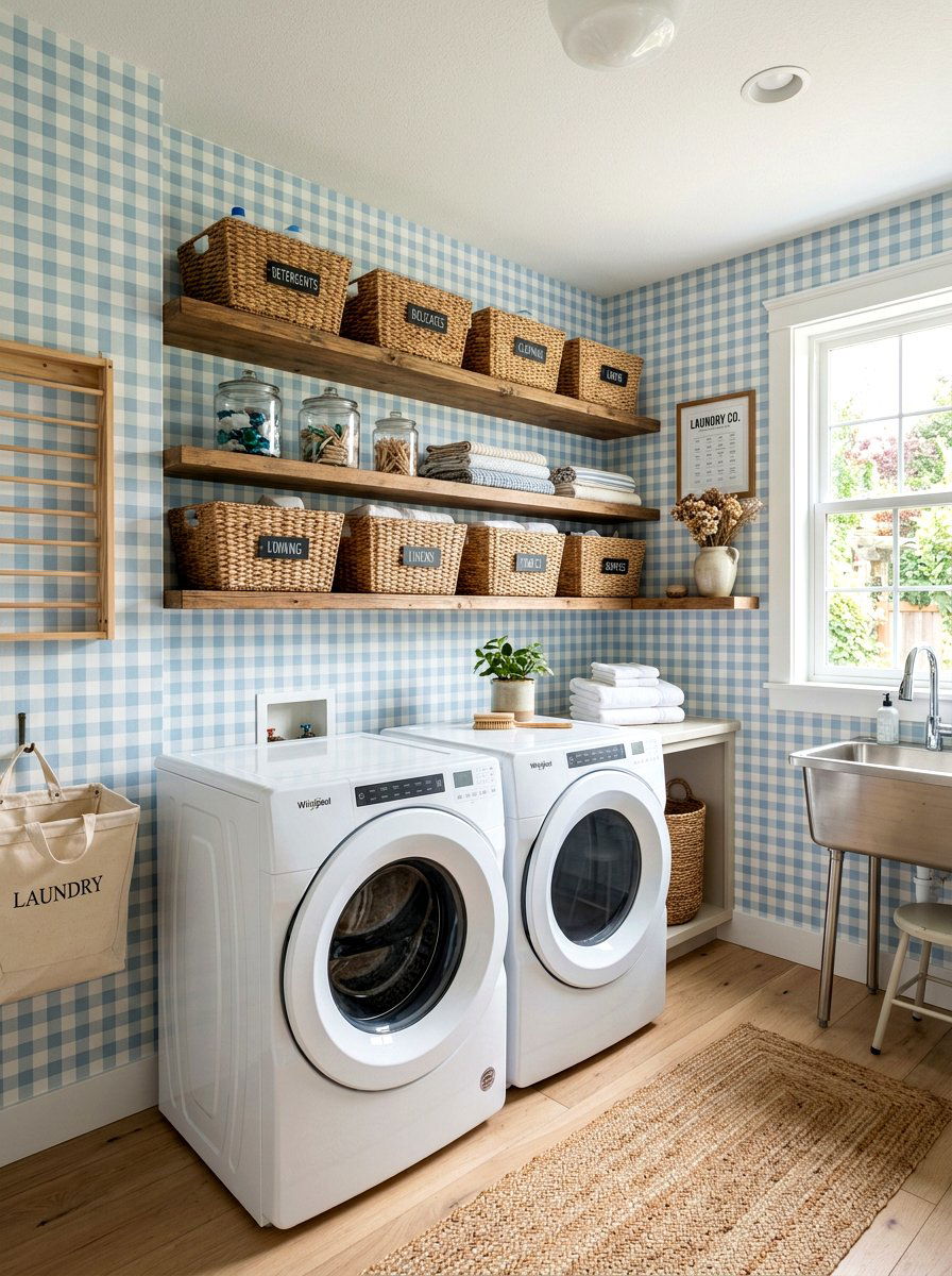 Gingham Check Print Wallpaper - 30 renter friendly wallpaper ideas aesthetic