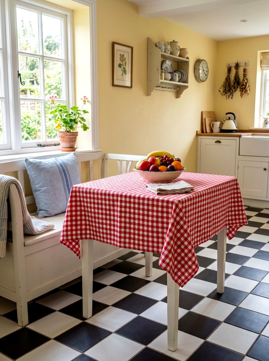 Gingham Check Side Table - 30 fabric covered side table ideas