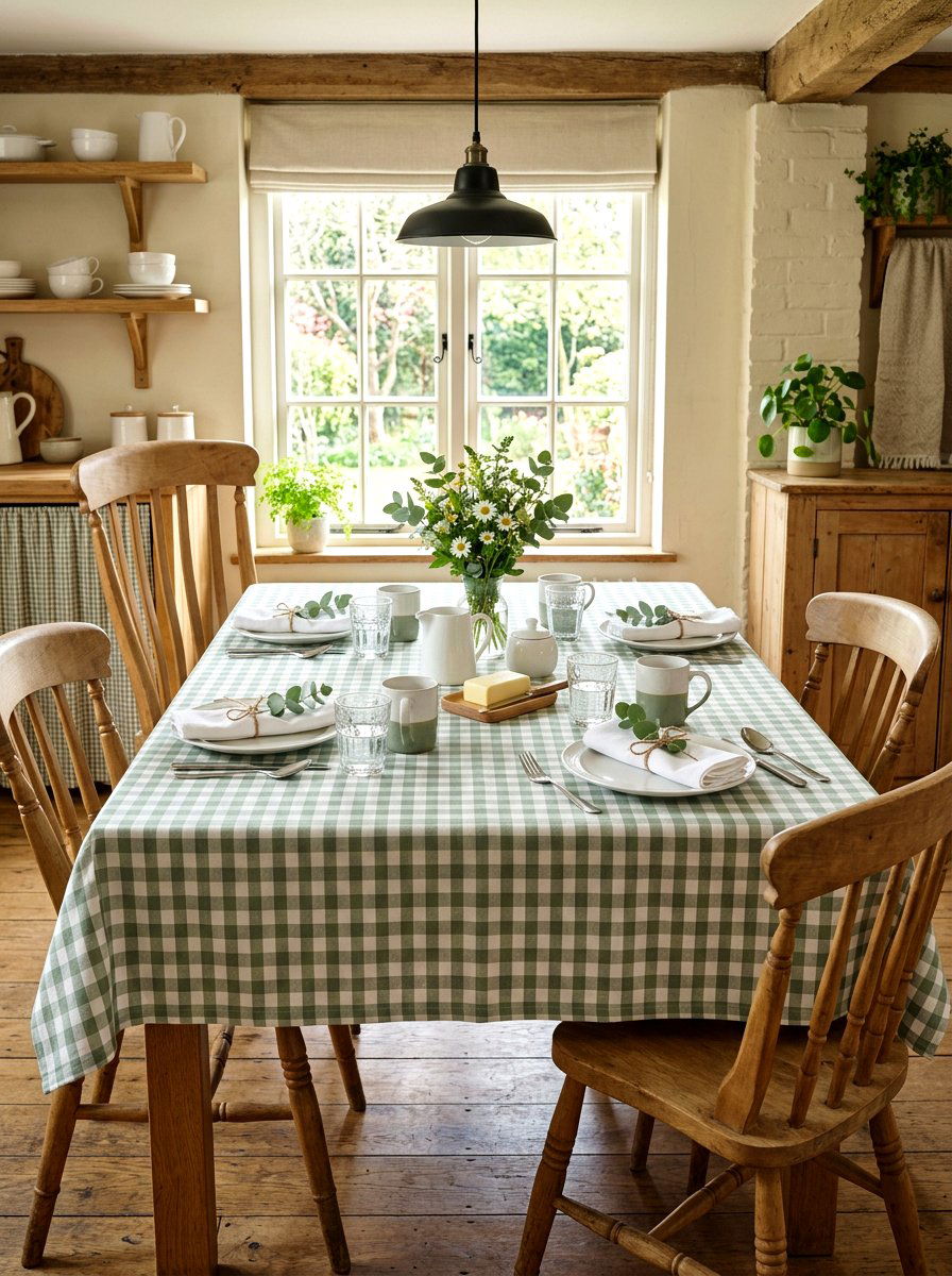 Gingham Kitchen Table - 30 spring kitchen decor ideas